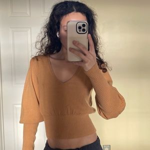V neck cropped sweater
